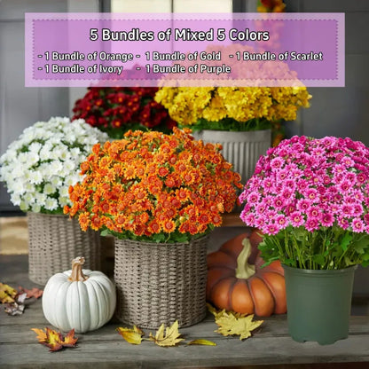 🏆 50K+ SOLD! 💥Last Day Each - Artificial Outdoor Sunset Mums Flowers -  Waterproof, Windproof